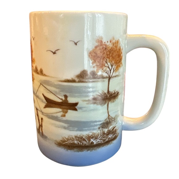 Otagiri Other - Vintage Otagiri Japan Mug Coffee Tea Cup Trees Nature Boat Fishing Ducks